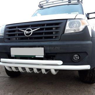 Защита переднего бампера сдвоенная УАЗ Профи с защитой рулевых тяг ФОТО-2