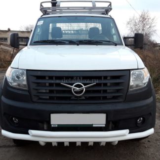 Защита переднего бампера сдвоенная УАЗ Профи с защитой рулевых тяг ФОТО-4