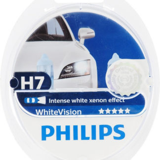 Галогенная автомобильная лампа Philips White Vision 3700K H7 12V-55W абсолютно белый свет +W5W 12V-5W W2,1x9,5d WHV по 2 шт. 12972WHVSM ФОТО-0