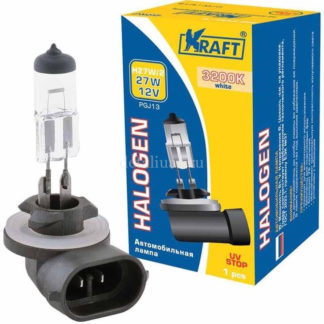Лампа автомобильная галогенная Kraft Basic, H27W/2 (881), 12V, 27W (PGJ13) ФОТО-1