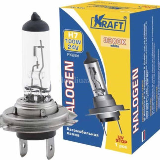 Лампа автомобильная галогенная Kraft Basic, H7, 24V, 100W (PX26d) ФОТО-0