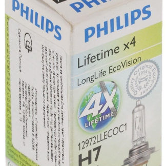 Лампа автомобильная галогенная Philips LongLife EcoVision, для фар, цоколь H7 (PX26d), 12V, 55W. 12972LLECOC1 ФОТО-1