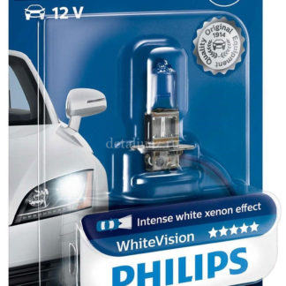 Лампа автомобильная галогенная Philips WhiteVision, для фар, цоколь H3 (PK22s), 12V, 55W ФОТО-0