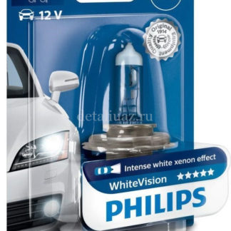 Лампа автомобильная галогенная Philips WhiteVision, для фар, цоколь H4 (P43t), 12V, 60/55W ФОТО-0
