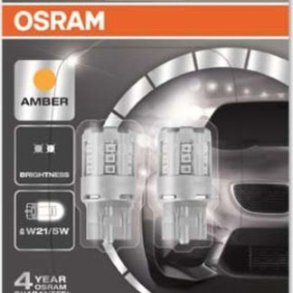 Лампа автомобильная Osram W21/5W (W3*16q) LED Standart Amber 12V, 7715YE02B, 2 шт ФОТО-0