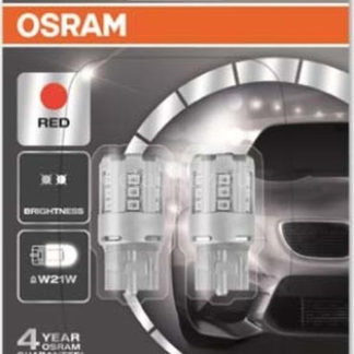 Лампа автомобильная Osram W21W (W3*16d) LED Standart Red 12V, 7705R02B, 2 шт ФОТО-0