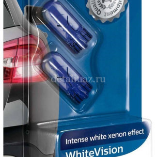Лампа автомобильная Philips WhiteVision, ксенон, цоколь W5W, 12 В, 5 Вт, 2 шт ФОТО-1