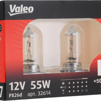 Лампа автомобильная Valeo +50% Light, Н7 Px26d, 12х55, 4200 К, 55 Вт, 32614, 2 шт ФОТО-0