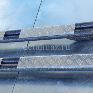Подножки Патриот, сдвоенная труба D-51 с алюм. накладками (дорестайлинг)4 ФОТО-4